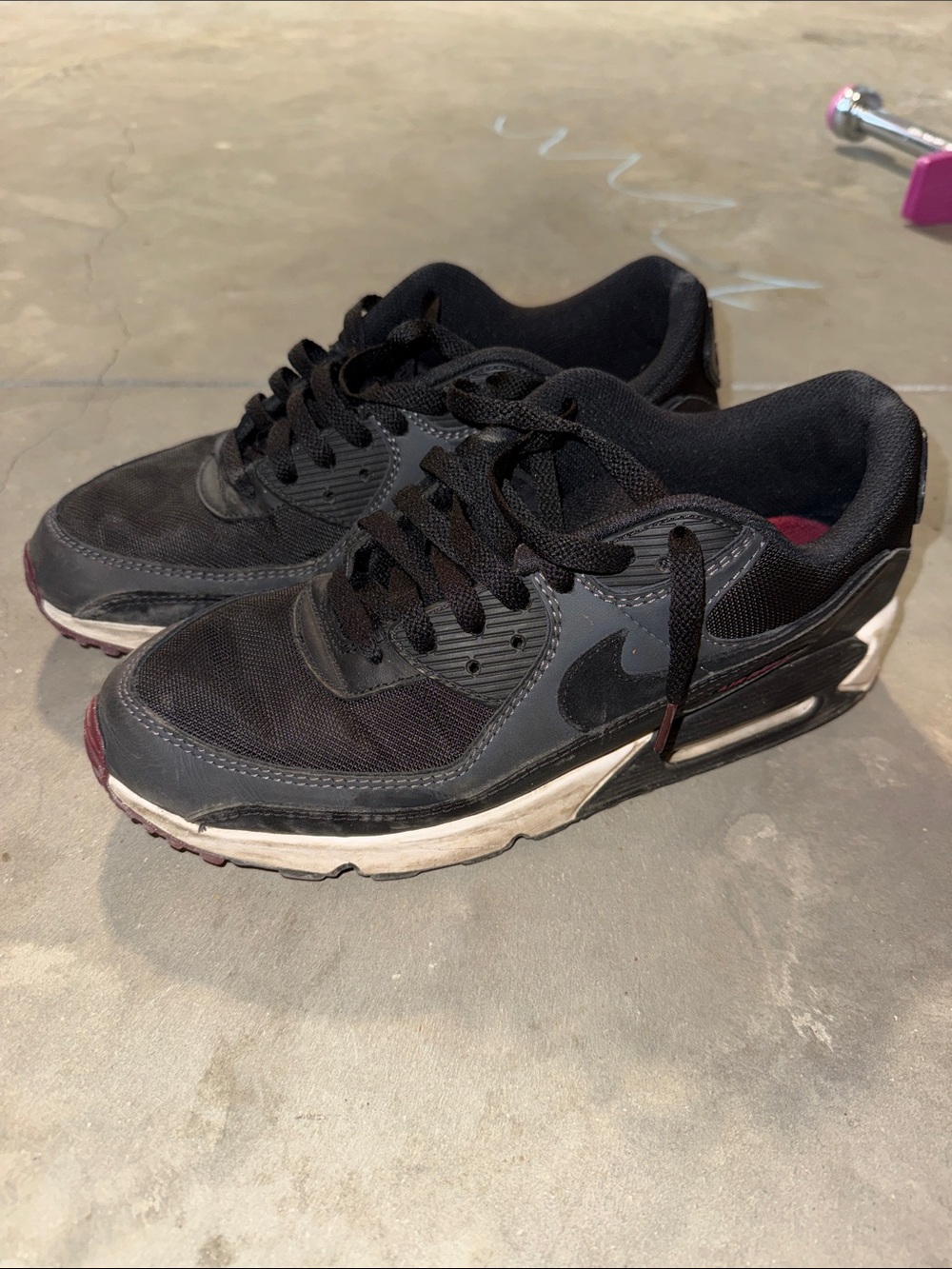 Nike Black and Maroon Low-Top Sneakers